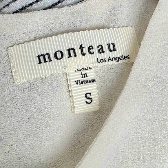 Monteau Los Angeles Cream Layered Chiffon Tank Top S - Picture 5 of 7